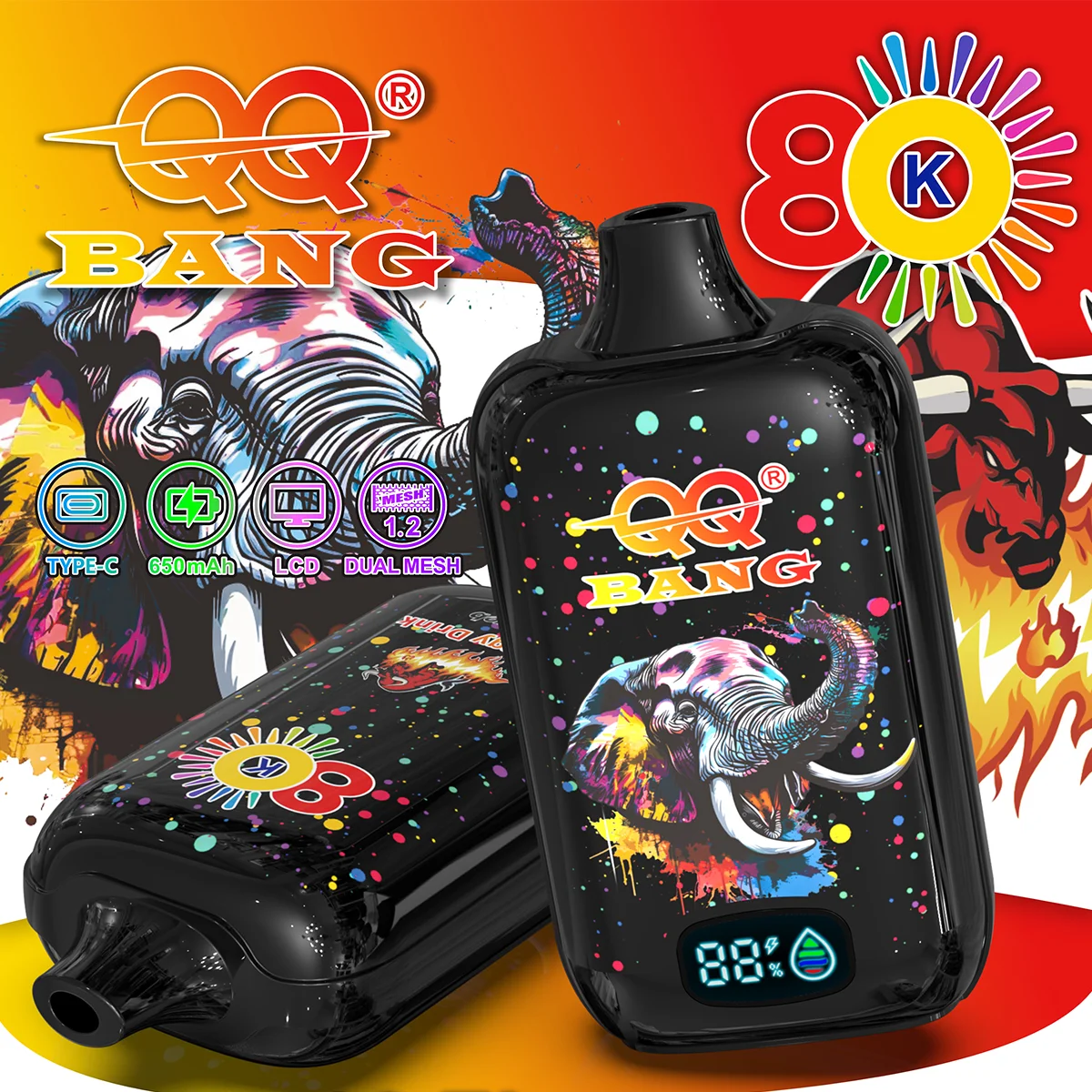QQ Bang 80K eldobható vape QQ Bang 80K eldobható vape termékkép 12 választható ízopcióval