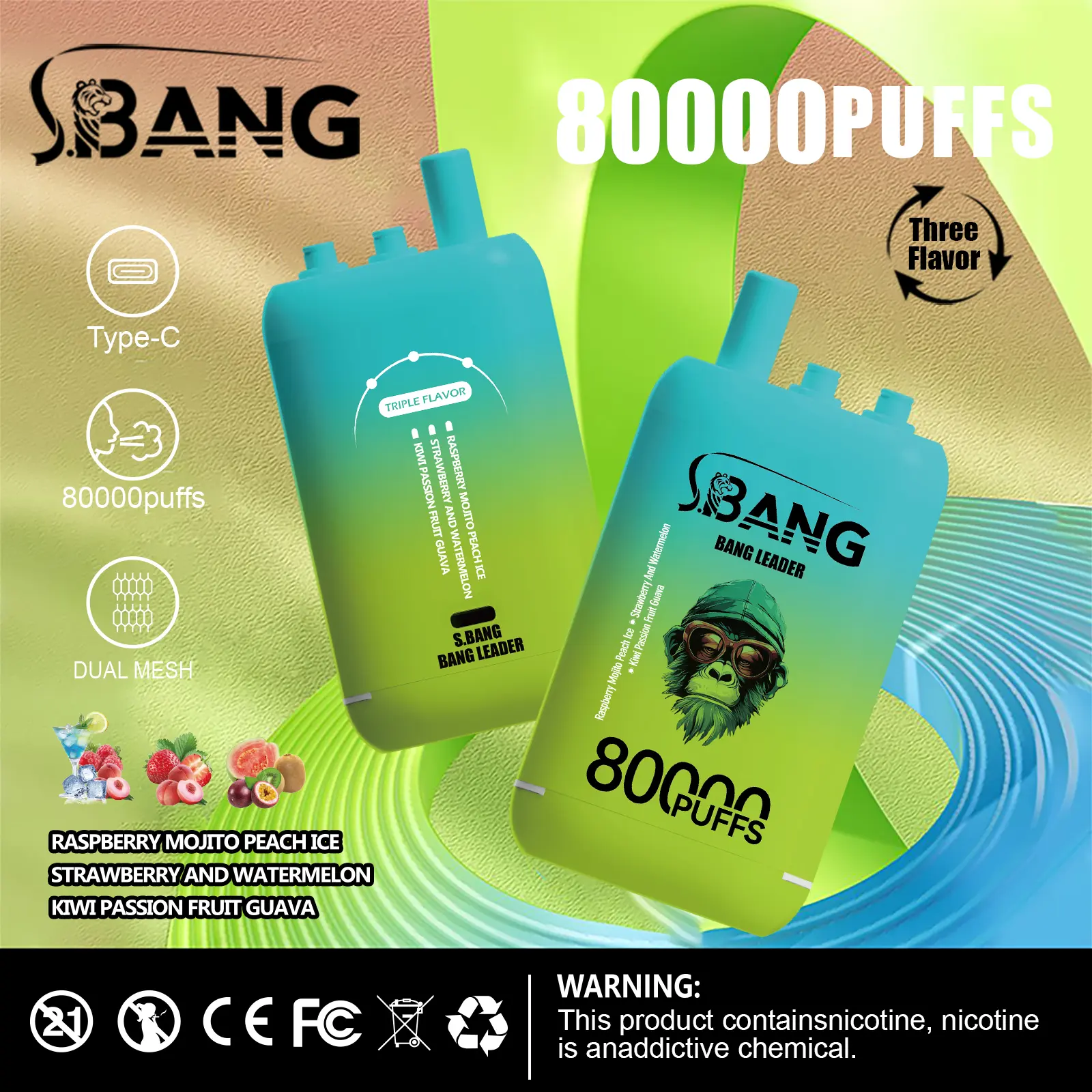 Bang Leader 80K 3-in-1フレーバーVAPE